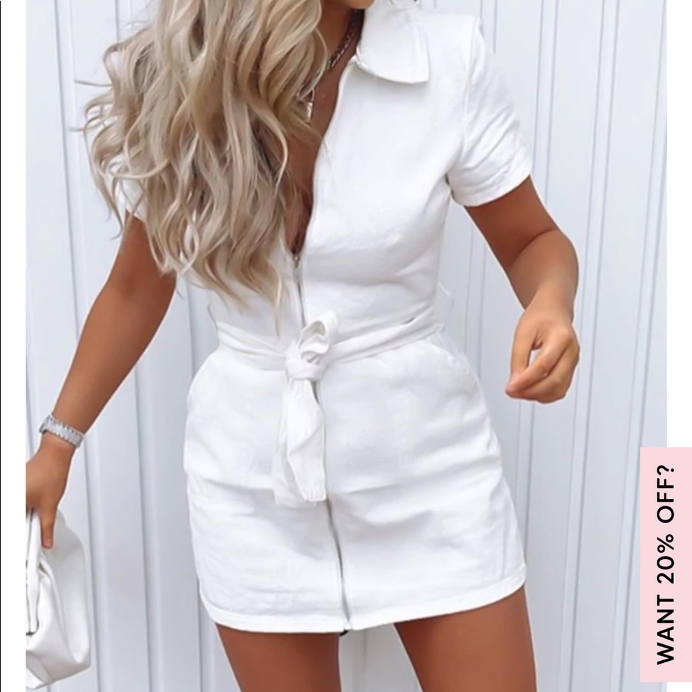White denim zip up dress- BRAND NEW with tags